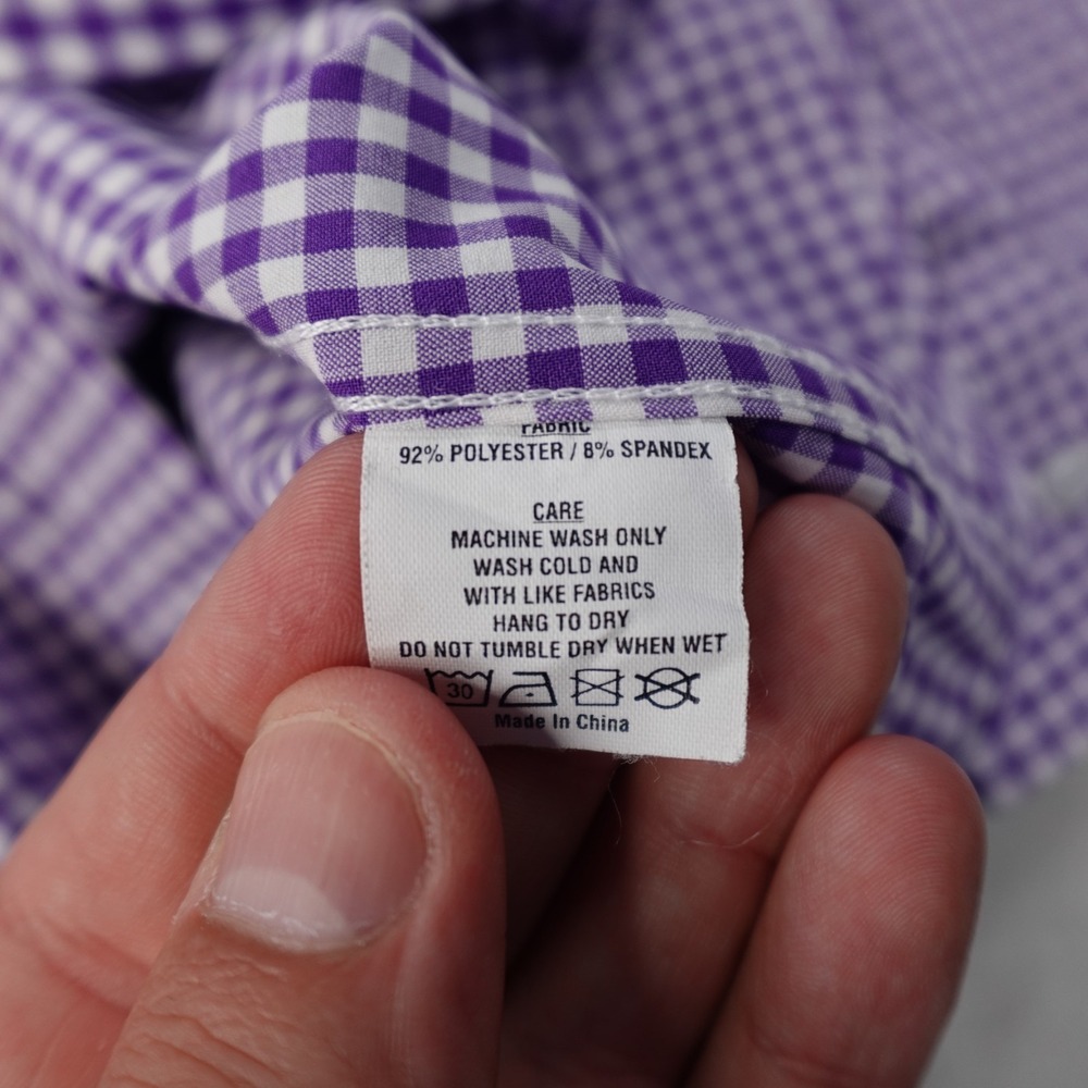Lot of 2 State and Liberty Dress Shirts Mens Medium Check Plaid Stretch Athletic - Picture 8 of 16